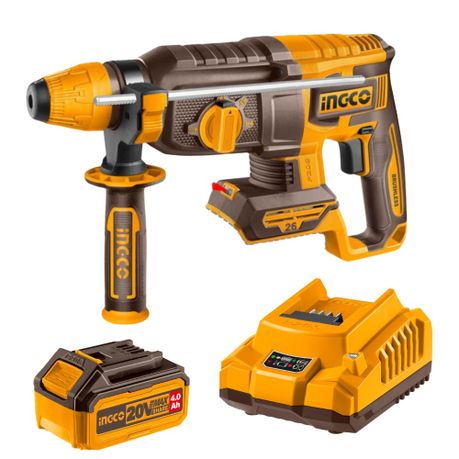 Ingco – Cordless Rotary Hammer Drill (26mm) with 4.0Ah Battery & Charger