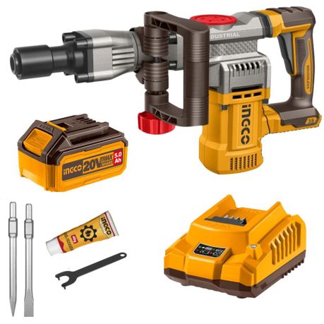 Ingco – Cordless Demolition Hammer (16J) with 5.0Ah Battery & Charger