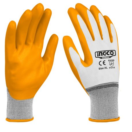 Ingco – Durable Oil-Resistant Grip Nitrile Palm Gloves – XL – (1 Pair)