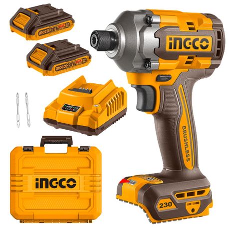 Ingco – Cordless Impact Driver – 230Nm with 2 x 2.0Ah Batteries and Charger