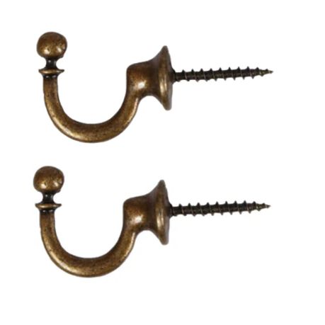 Tudor Antique Brass Curtain Tieback Hook