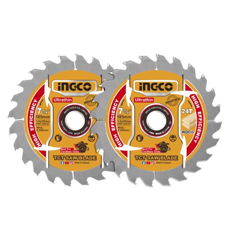 Ingco – Wood Cutting Blade 185mm (24T) – 2 Piece Set
