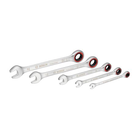 5-piece Ratchet Spanner Set Silver Satin