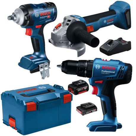 Bosch – Cordless Wrench, Drill & Grinder with Batteries & Charger in Case
