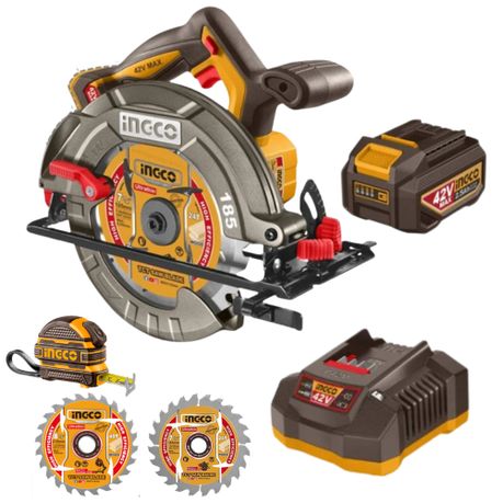 Ingco – Cordless Adj Circular Saw 185mm (42V ) with 2.5Ah Battery & Charger