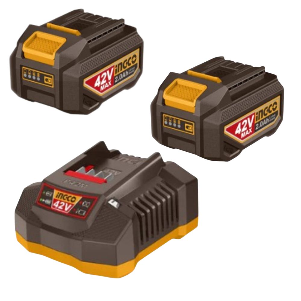 Ingco – 2 x 2Ah Batteries (42V) & Charger Kit for P42M System