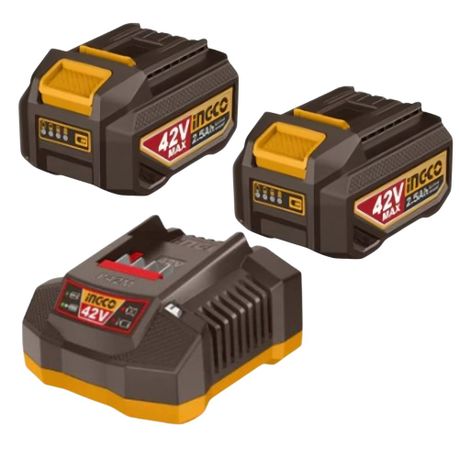 Ingco – 2 x 2.5Ah Batteries (42V) and Charger Kit for P42M Series Only