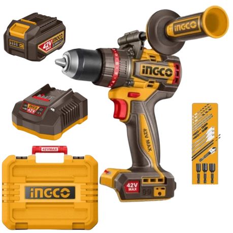 Ingco – Cordless 99Nm Impact Drill (42V) with 2Ah Battery, Charger & Acc