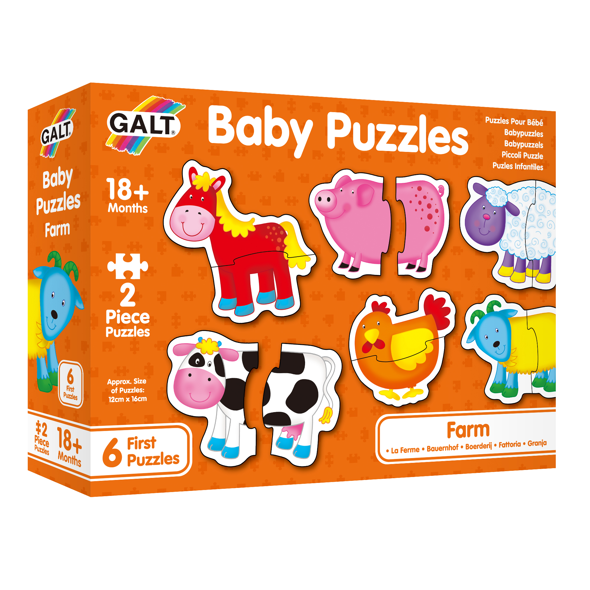 GALT – Baby Puzzles- Farm – 6 x 2 piece sets