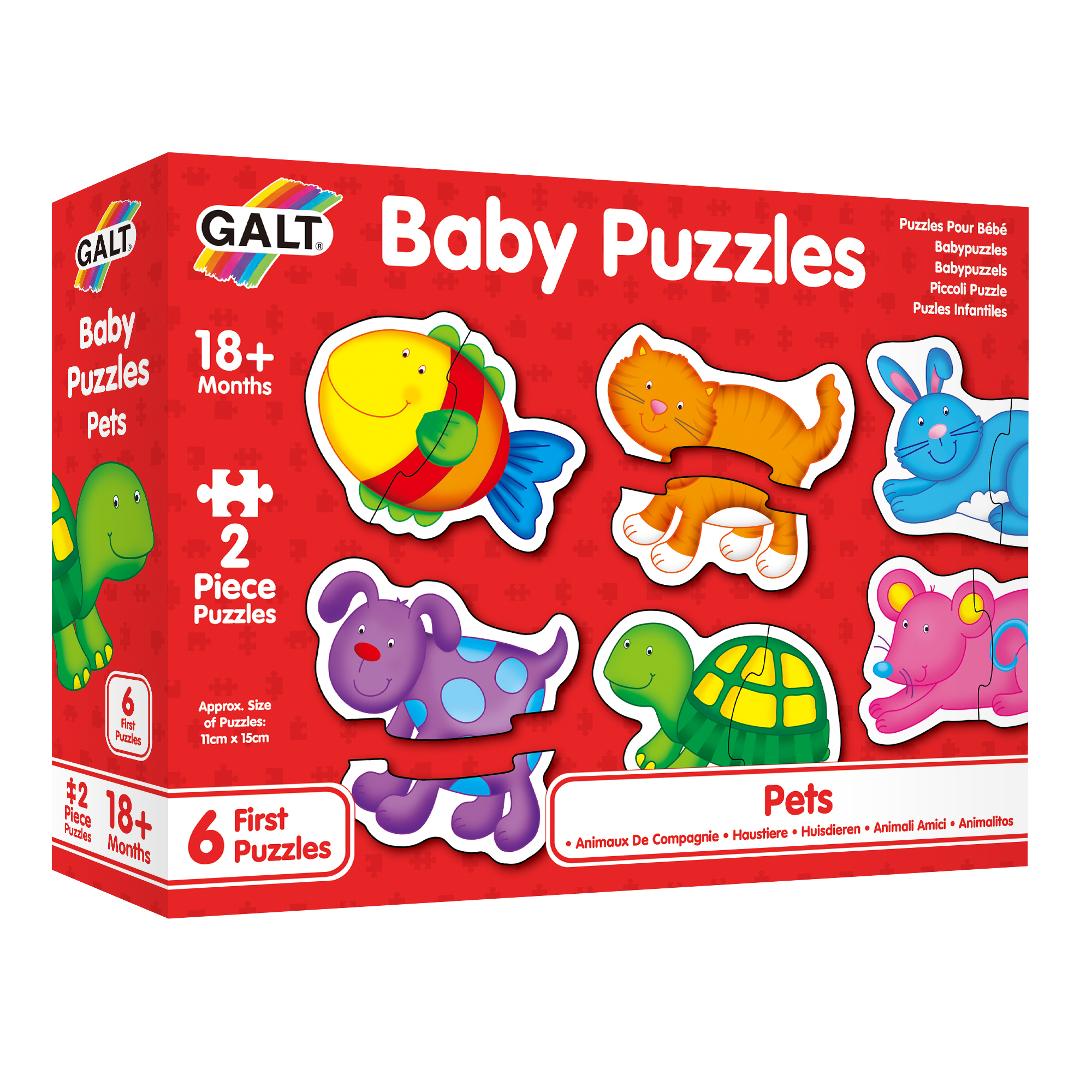 GALT – Baby Puzzles- Pets – 6 x 2 piece sets