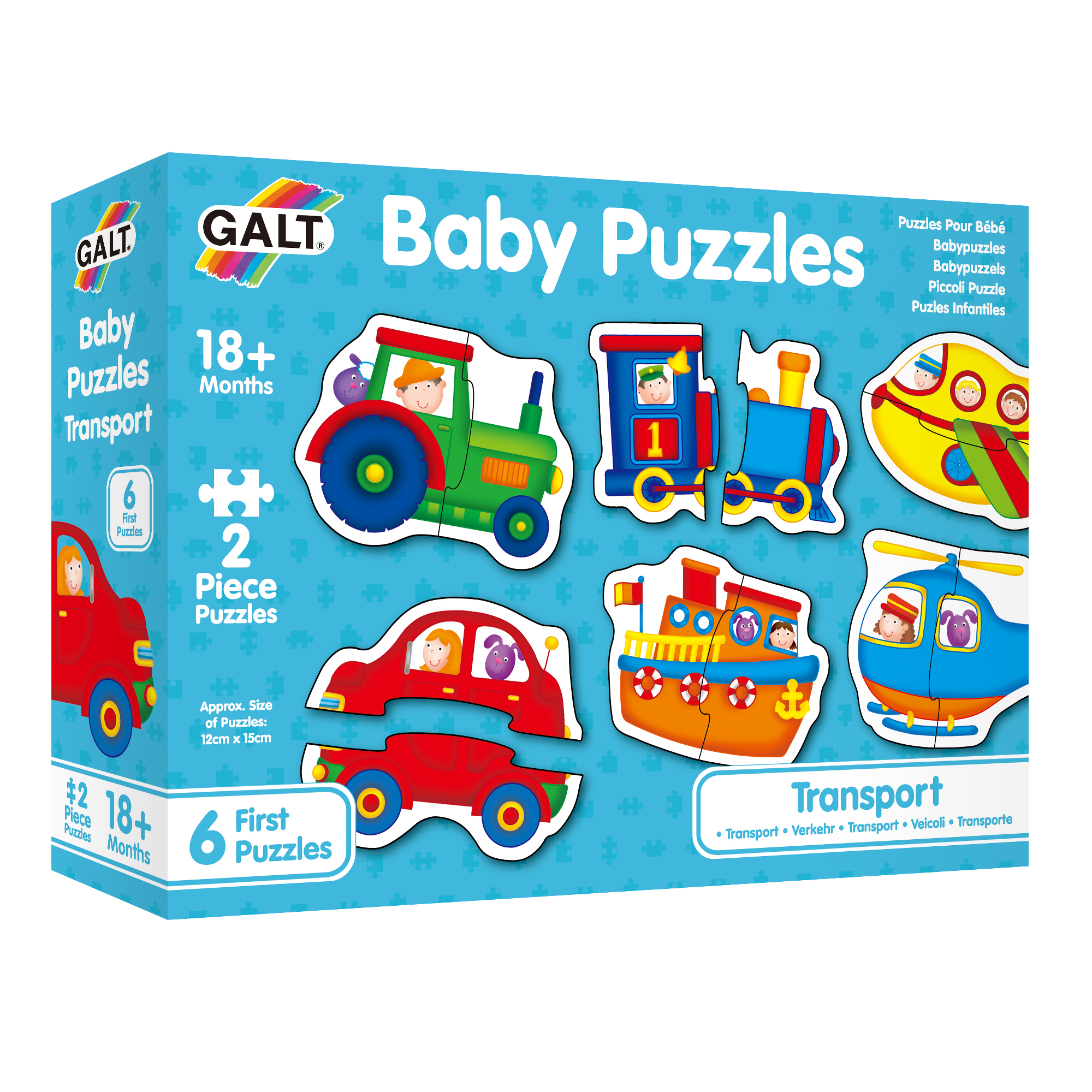 GALT – Baby Puzzles – Transport – 6 x 2 piece sets