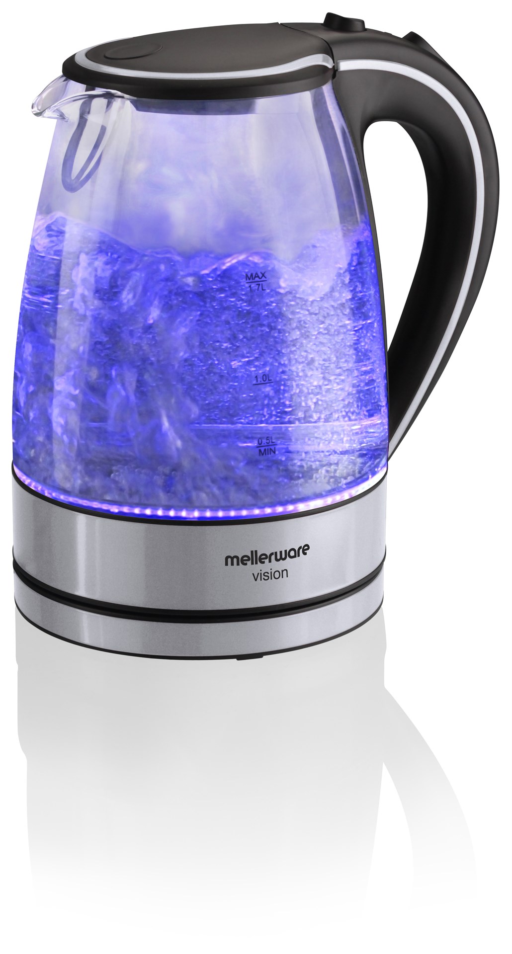 Mellerware – 1.7 Litre Vision 2 Cordless Glass Kettle – Blue