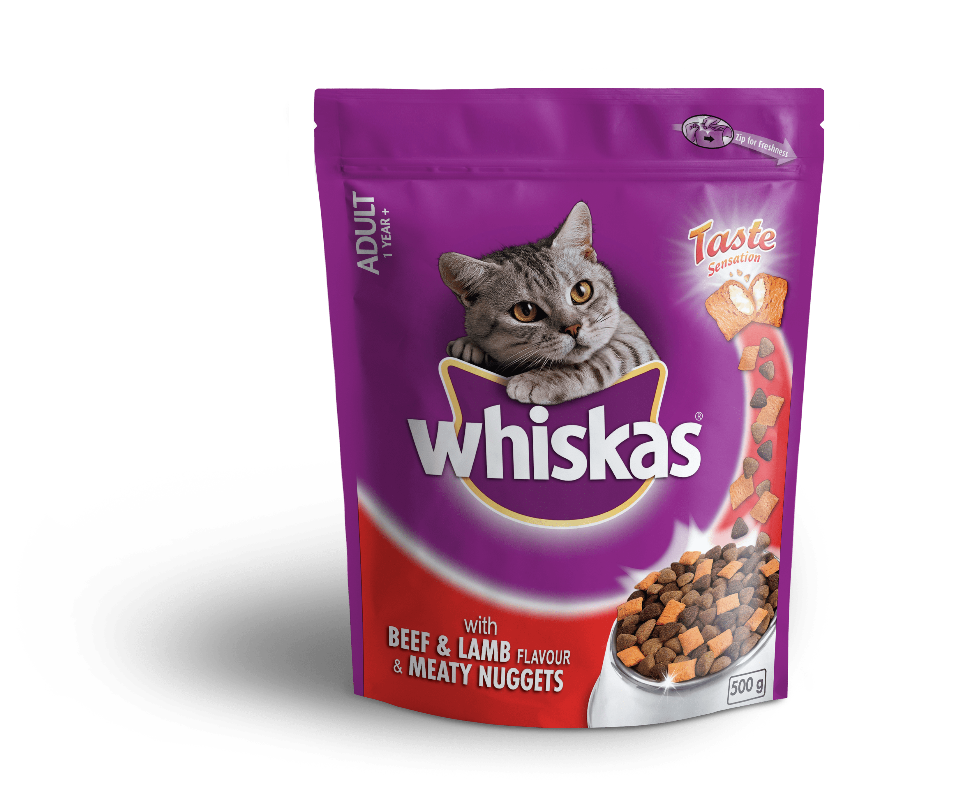 Whiskas – Meaty Nuggets Beef & Lamb & Rabbit Dry Cat Food – 0.5kg