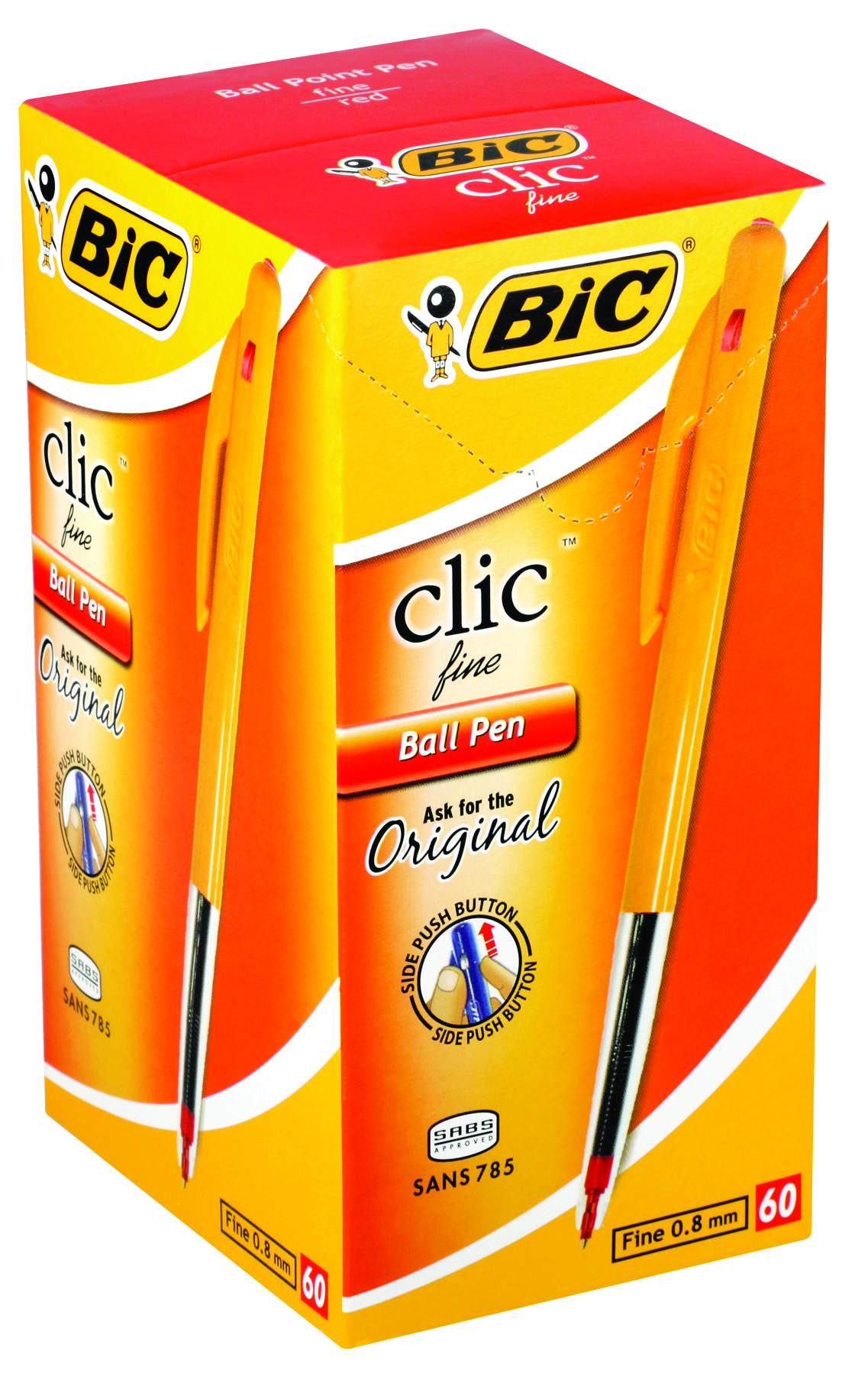 BIC Clic Fine Ball Point Pen – Red (Box of 60)