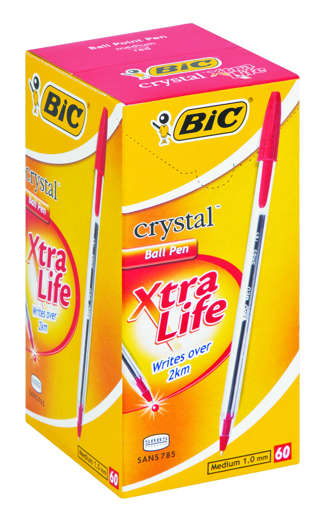 BIC Crystal Medium Xtra Life Ballpoint Pens – Red (Box of 60)