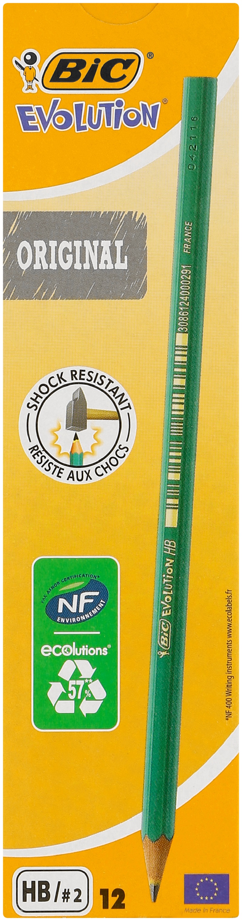 BIC Ecolutions Evolution 650 HB Pencils (Box of 12) Ultra Resistant lead