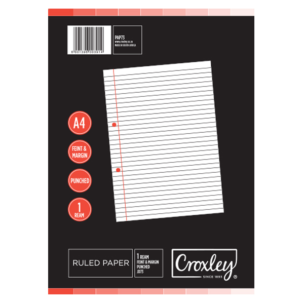 Croxley JD73 F&M Ruled Paper A4 Single Sheets Punched – 1 Ream
