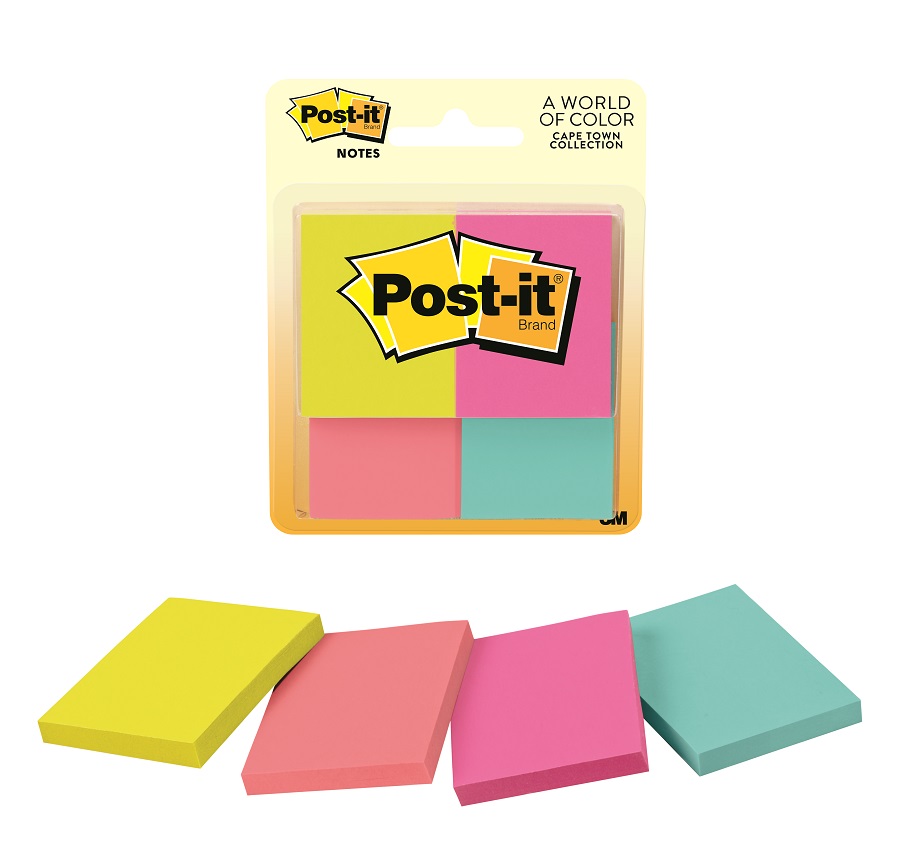 3M Post-it Notes 653-4AF 1.5X2, Cape Town Colours