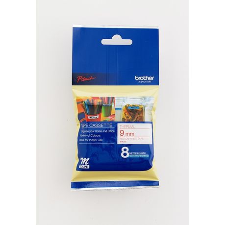 Brother M-K222 Red on White Non-Laminated Tape 9mm