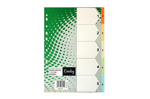 Croxley Pastel Board Dividers 160 GSM Printed – 1-5