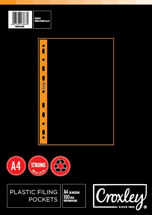 Croxley A4 Filing Pocket 50micron (Pack of 100)