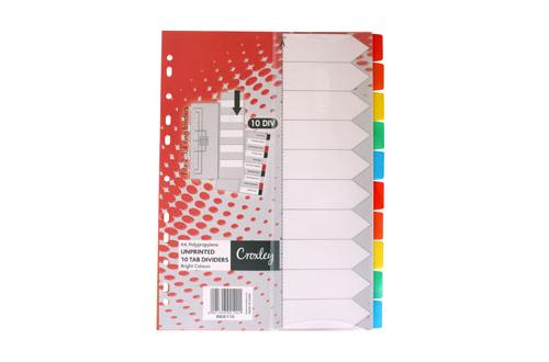 Croxley Indices Unprinted 10 Dividers Set with Separate Index Sleeve