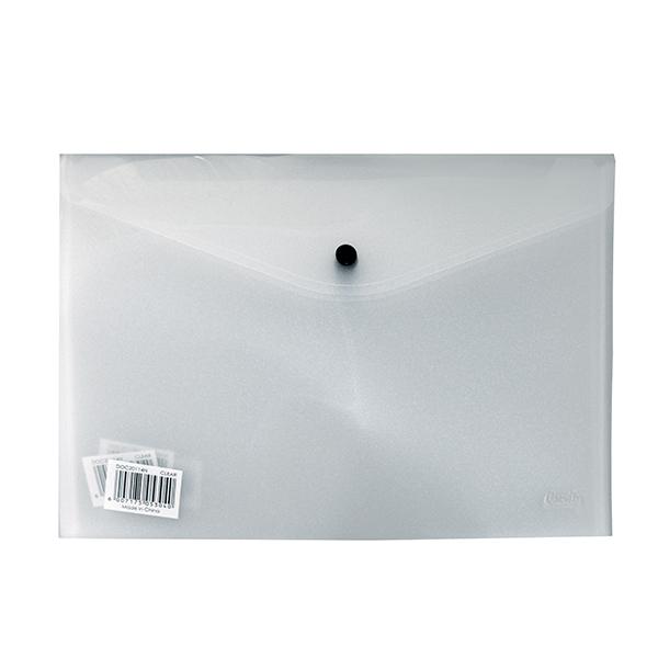 Croxley A4 Document Envelope with Button – Clear (Pack of 12)
