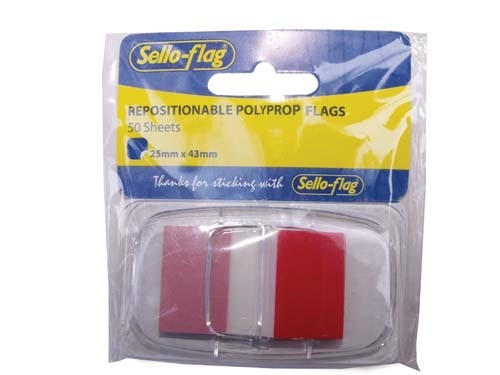 Sello-Flag Repositionable PP Flags – Red (50 Sheets)