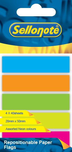 Sello-Flag Repositionable PP Flags – Neon (5 x 25 Sheets)