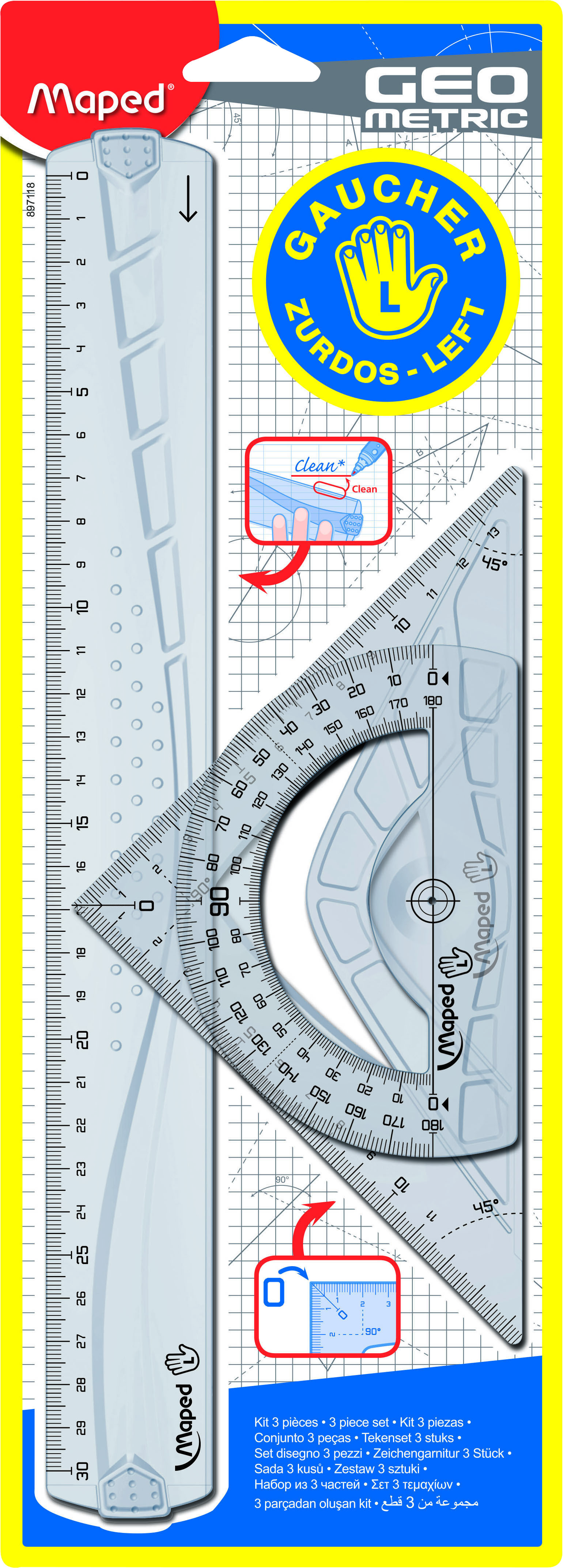 Maped Geo Metric Left Handed Drawing Set – 3 Piece