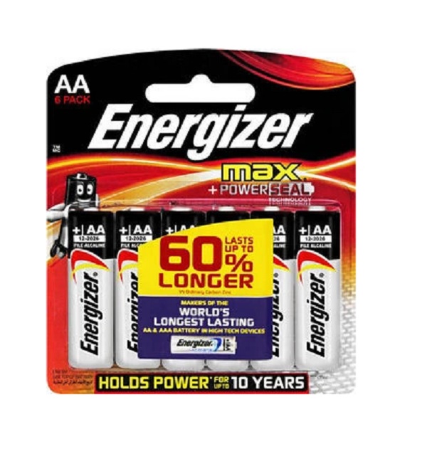 Energizer E91BP6 MAX Alkaline AA Battery Card 6