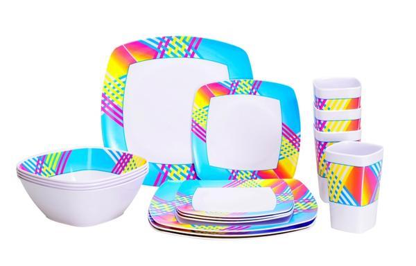 OZtrail – 16pc Melamine Dinner Set – White