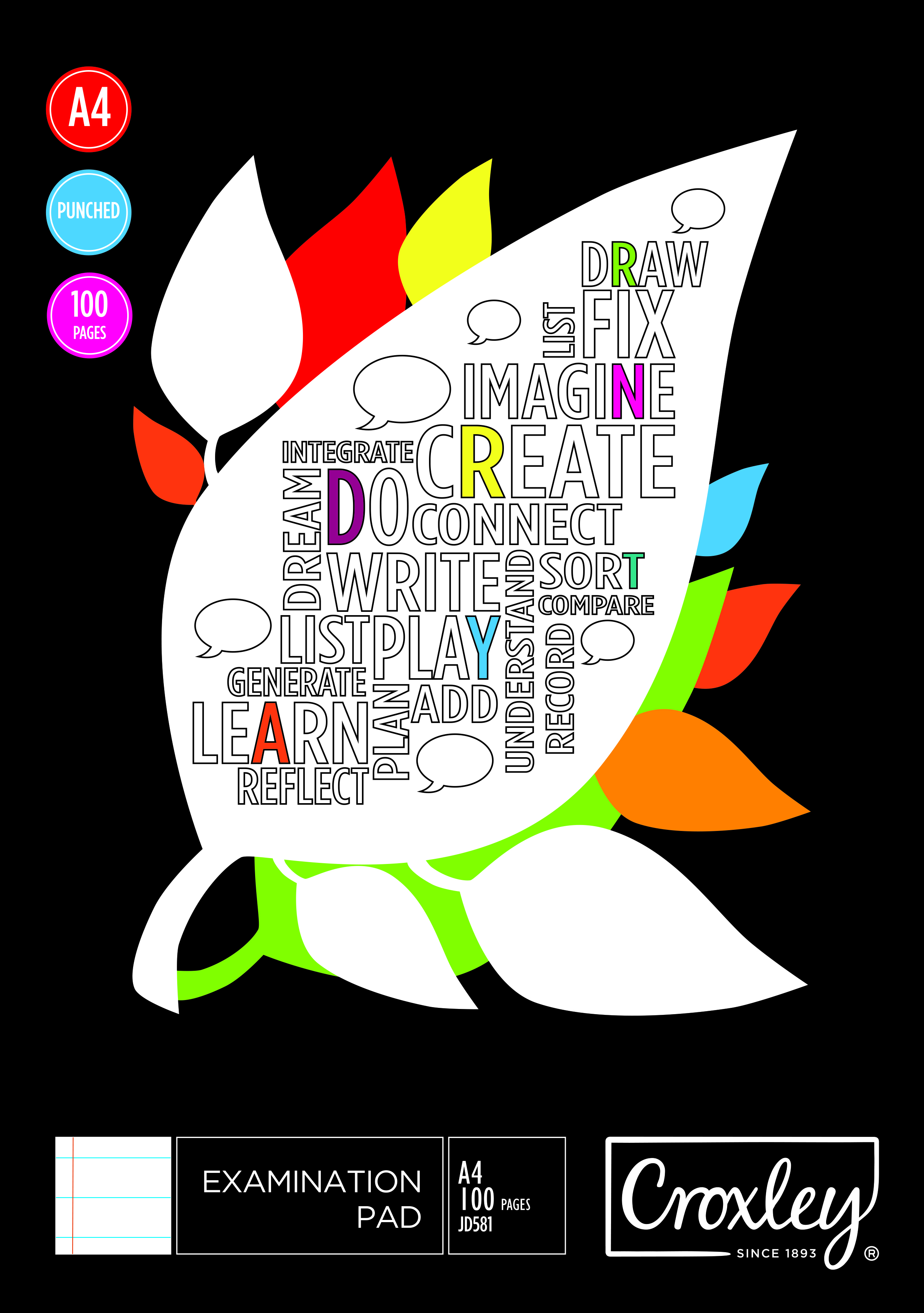 Croxley JD581 F&M 100 Sheet Punched & Ruled Examination Pad (Pack of 10)