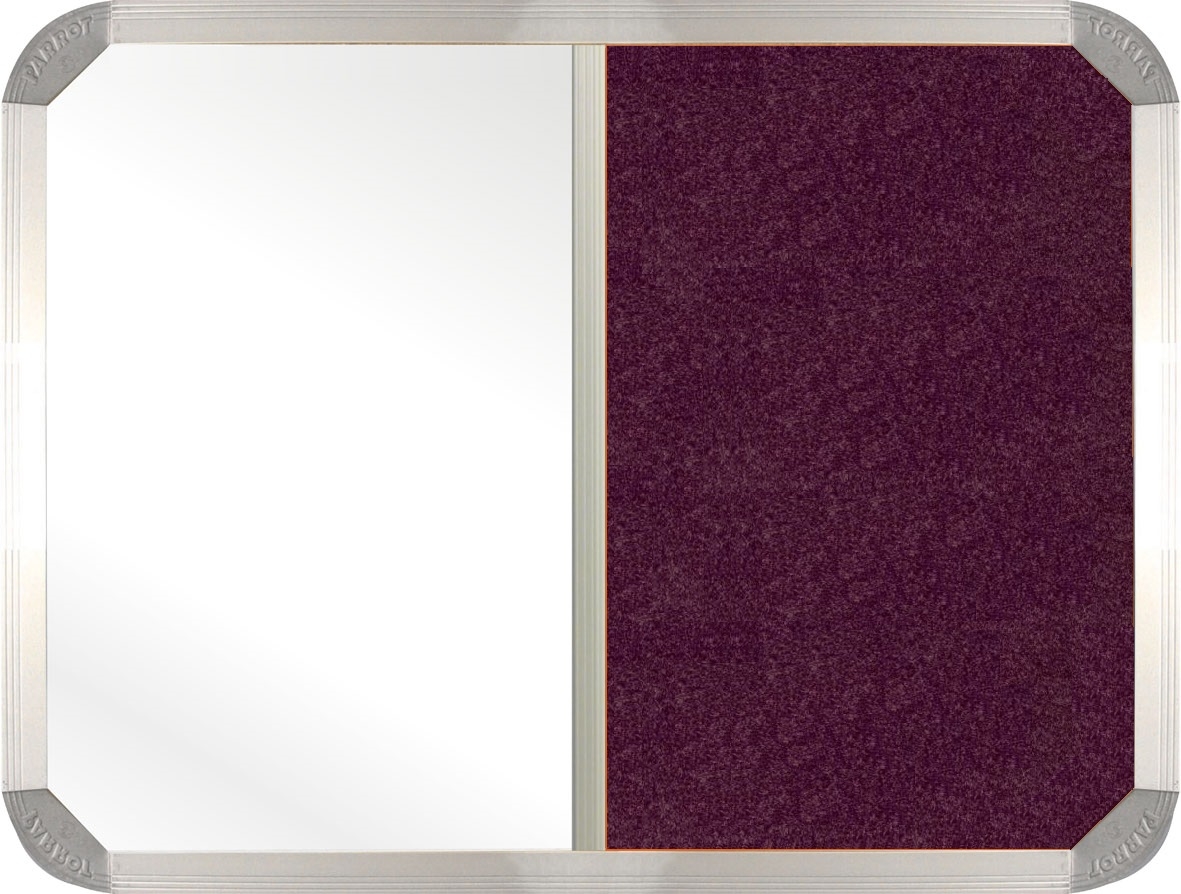 Parrot Combi Whiteboard & Burgundy Felt Non-Magnetic Board (2000 x 1200mm)
