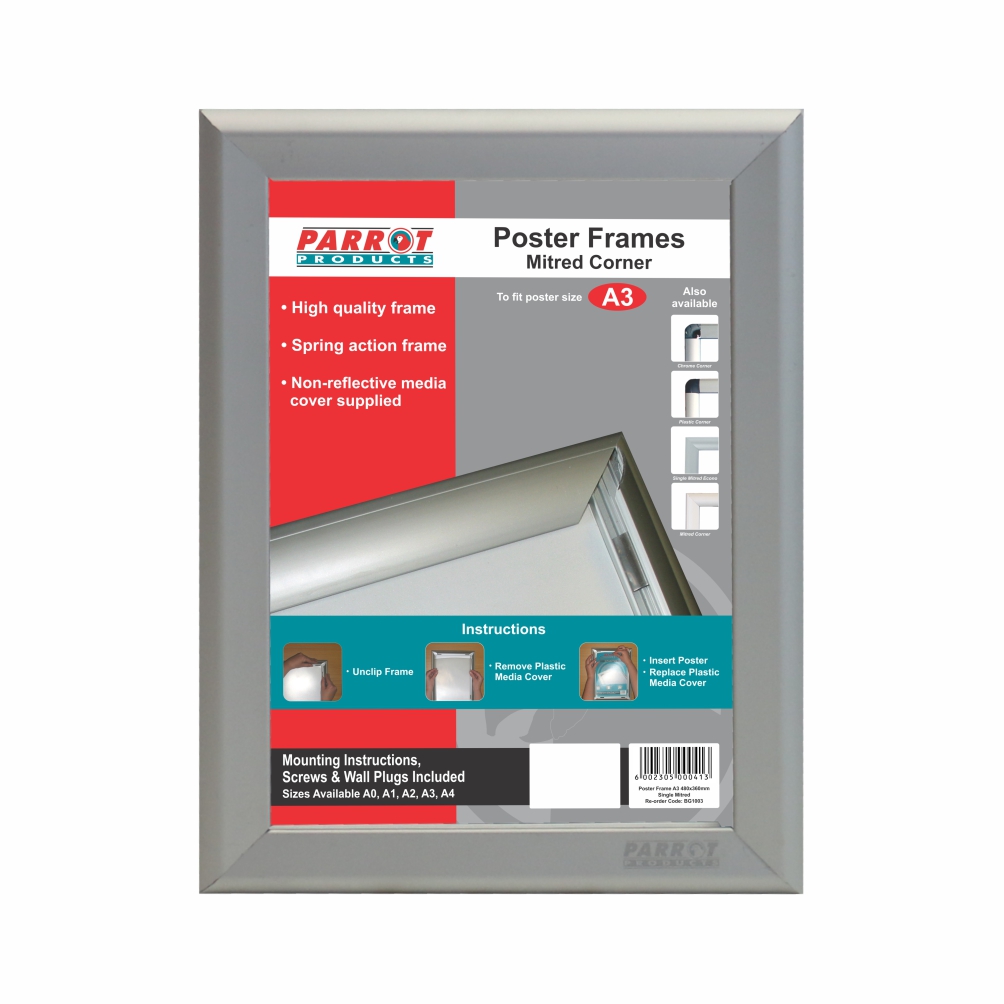 Parrot Poster Frame – Aluminium with Mitred Corners – A3