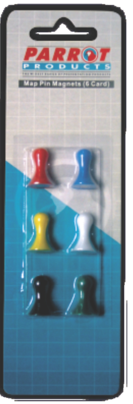 Parrot 16mm Magnets Map Pins (Card of 6)