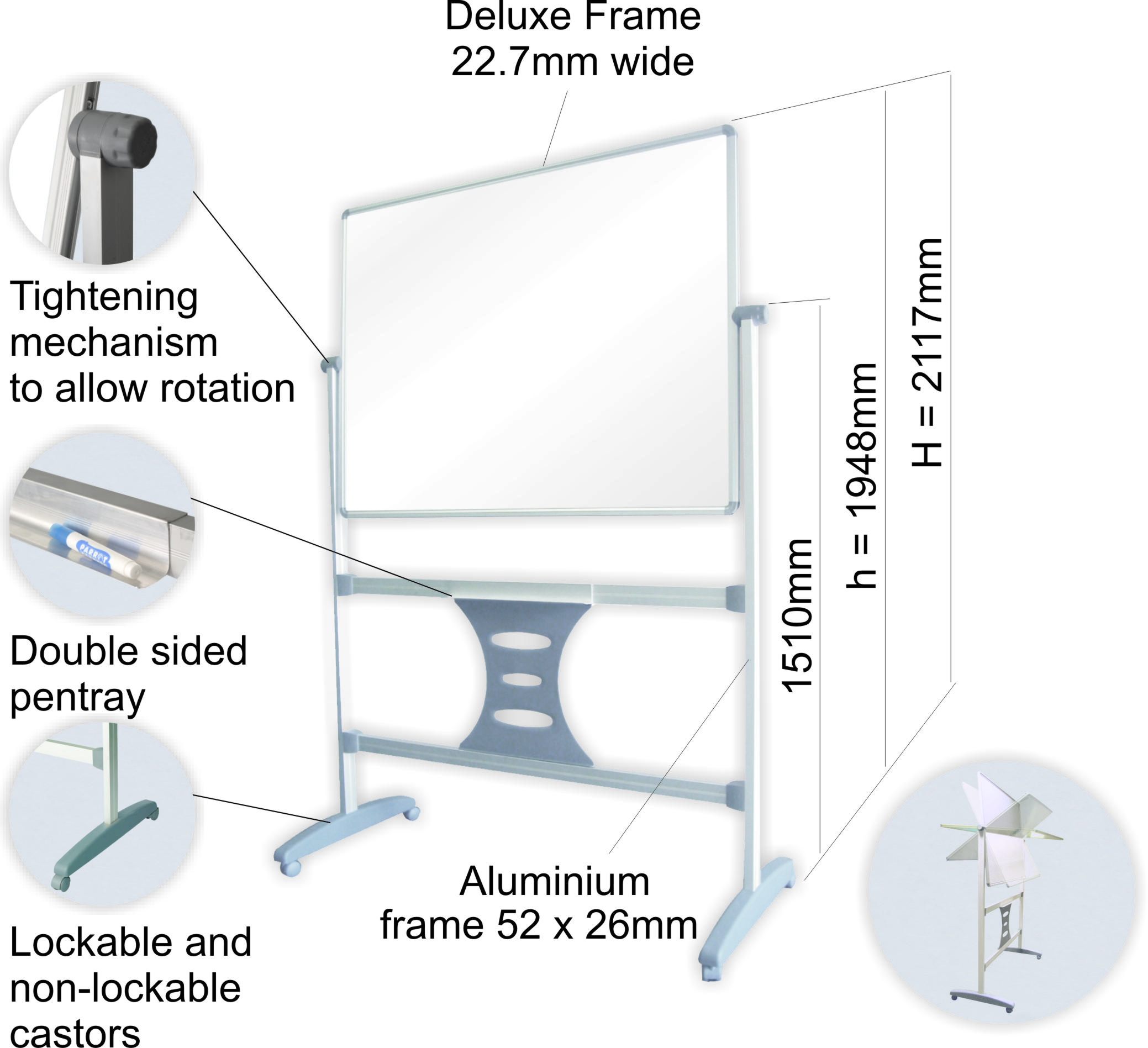 Parrot Mobile Revolving Magnetic 1200x900mm Board and Leg Set