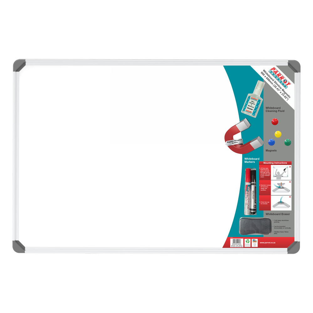 Parrot Whiteboard Slimline Magnetic – 900 x 600mm (Retail Pack)