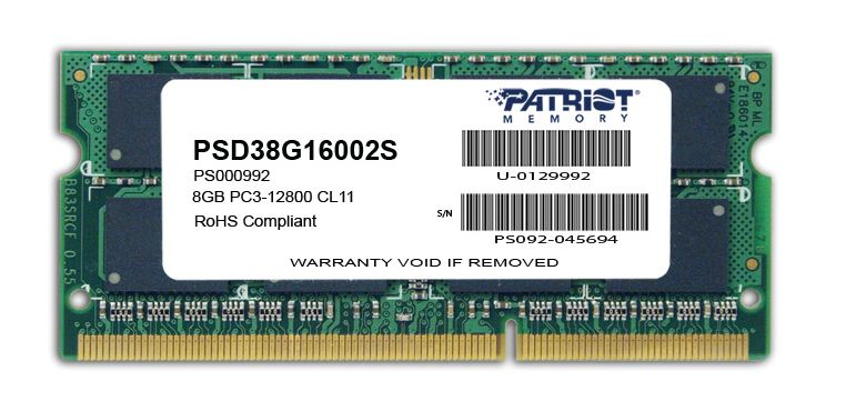 Patriot 8GB DDR3 1600MHz Notebook / Laptop RAM