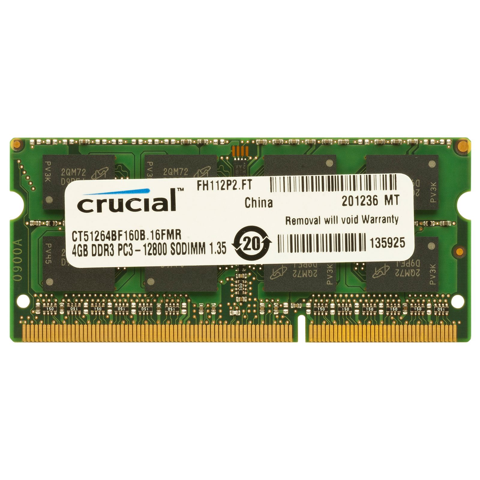 Crucial 4GB DDR3L 1600MHz SO-DIMM Single Rank