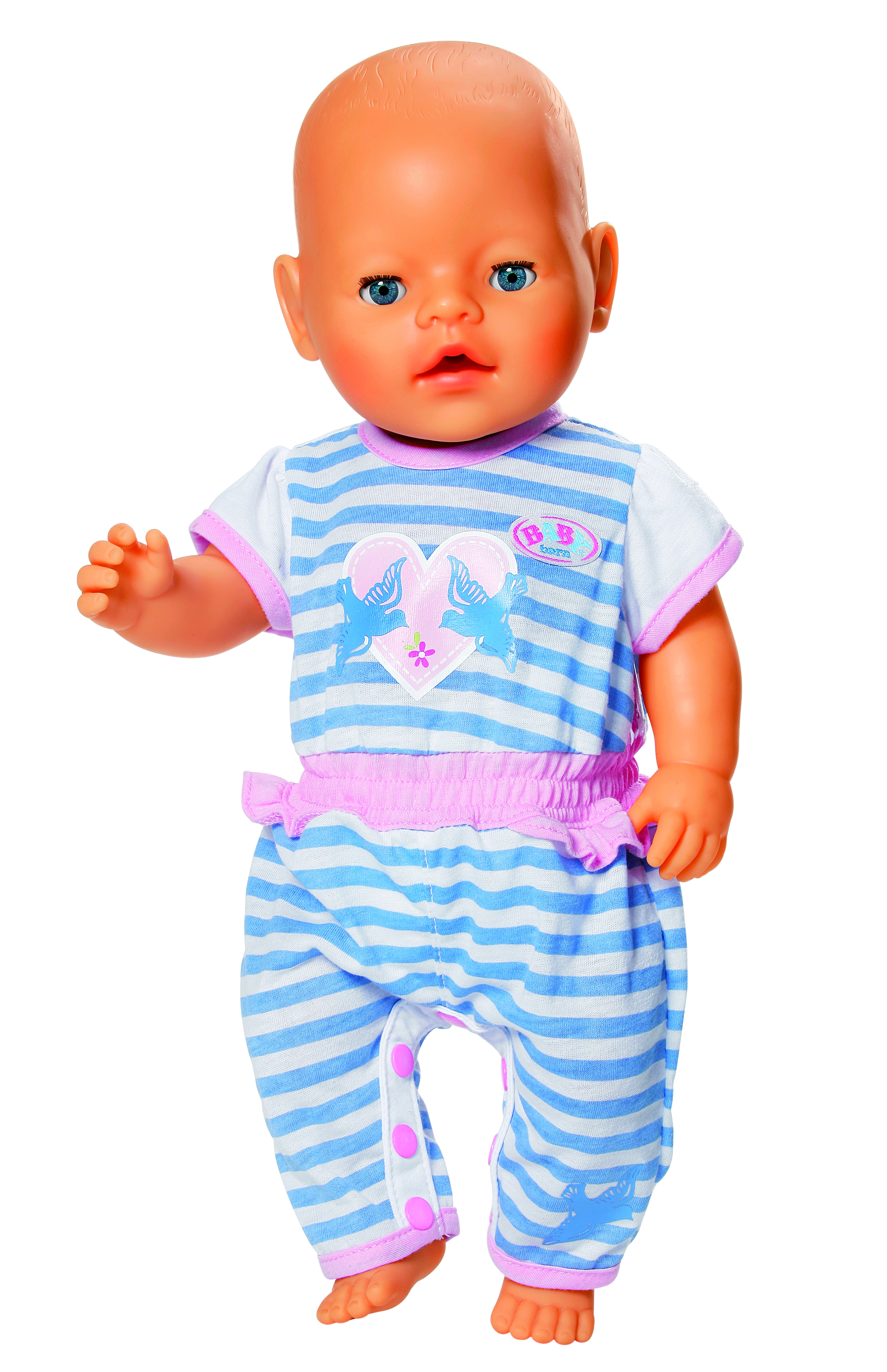 Baby Born Romper Collection – Blue Striped Shirt