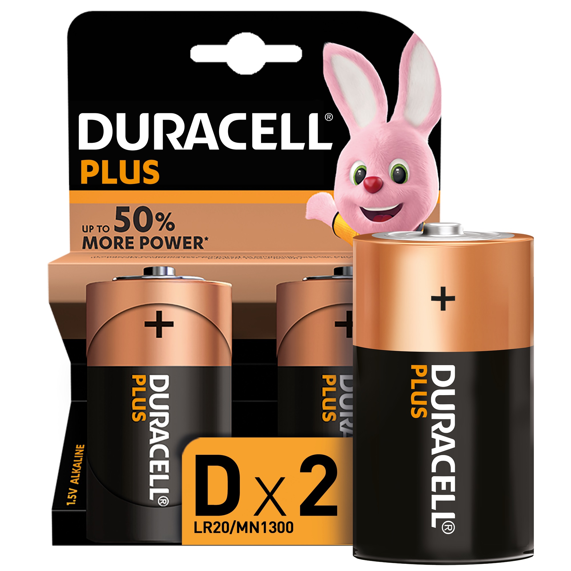 Duracell Plus D Alkaline Batteries, 1.5V LR20 MN1300 – 2 Pack