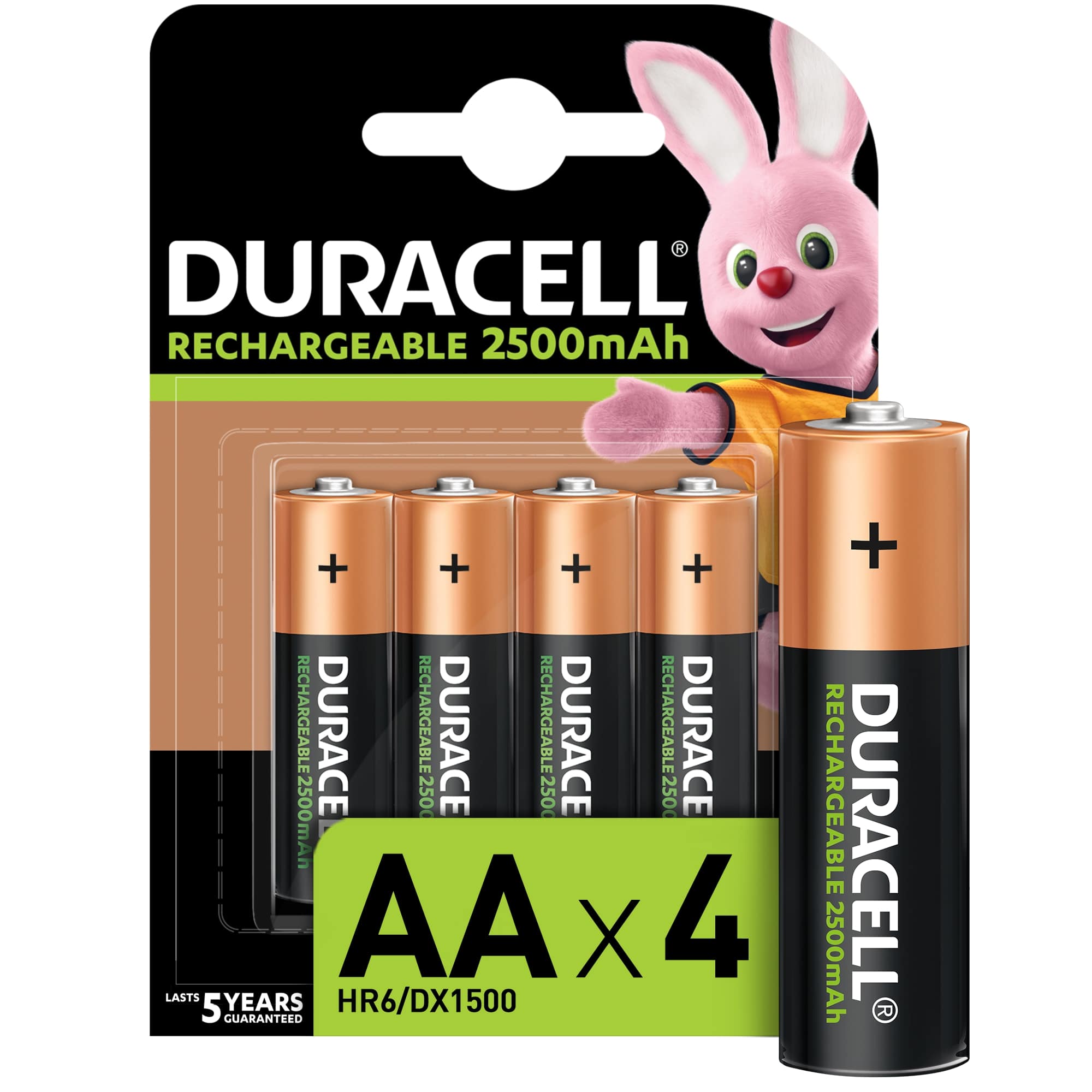 Duracell Rechargeable AA 2500mAh batteries – 4 Pack
