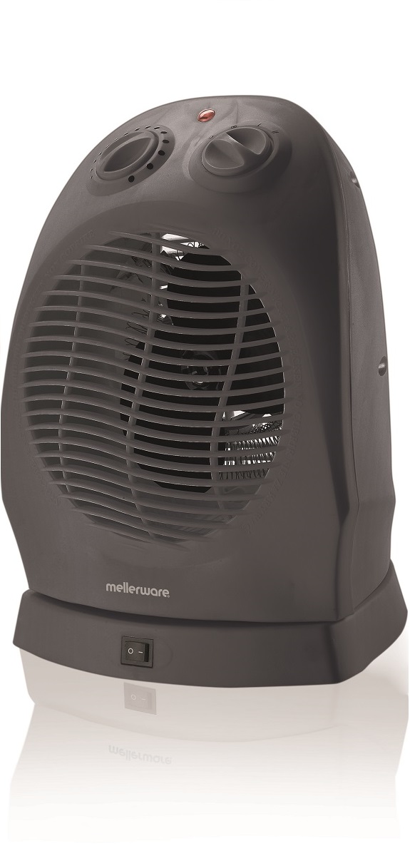 Mellerware – 2000W Osilating Heater Floor Fan – Graphite