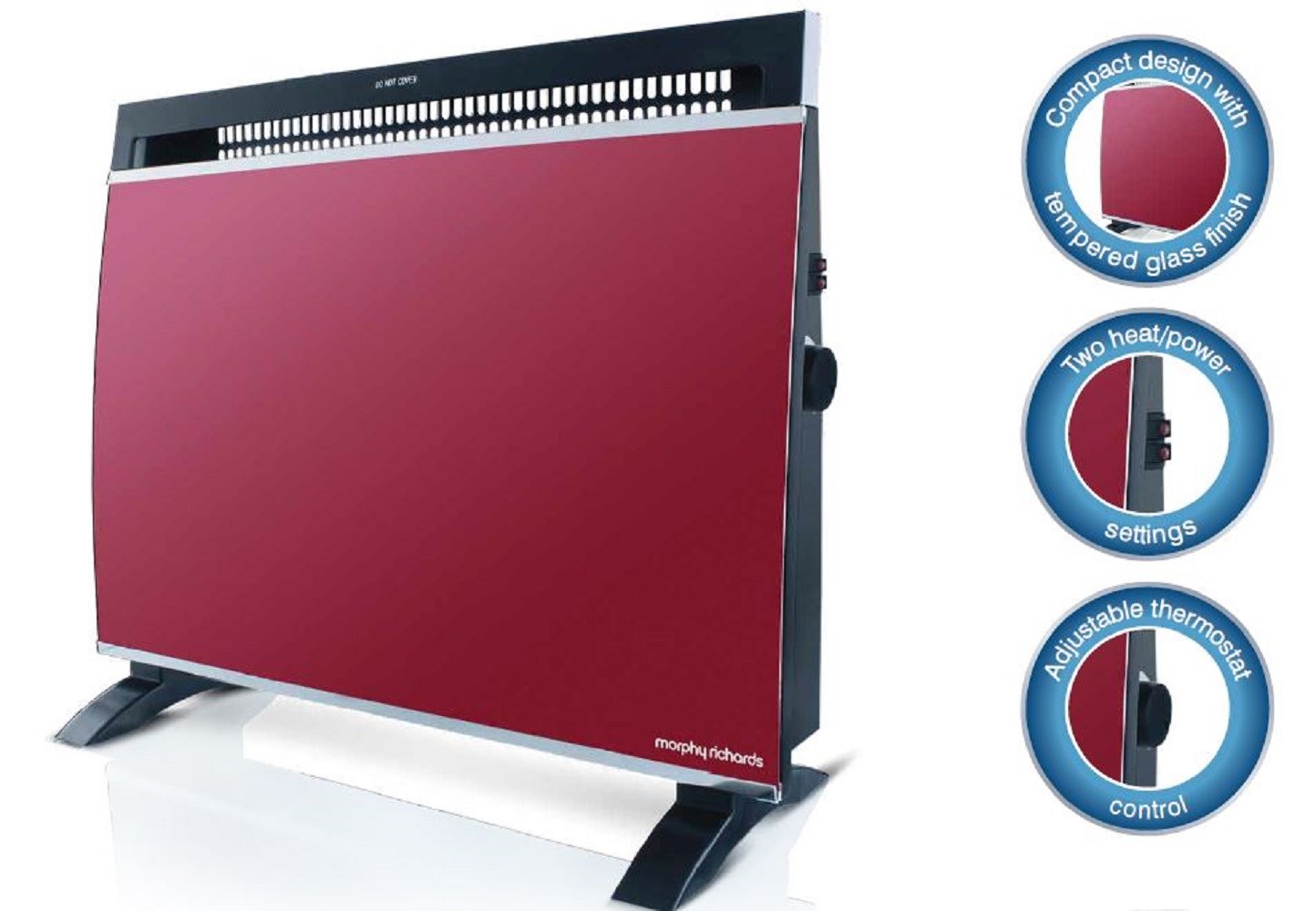 Morphy Richards – Floor or Wall Mount Glass Heater – Red