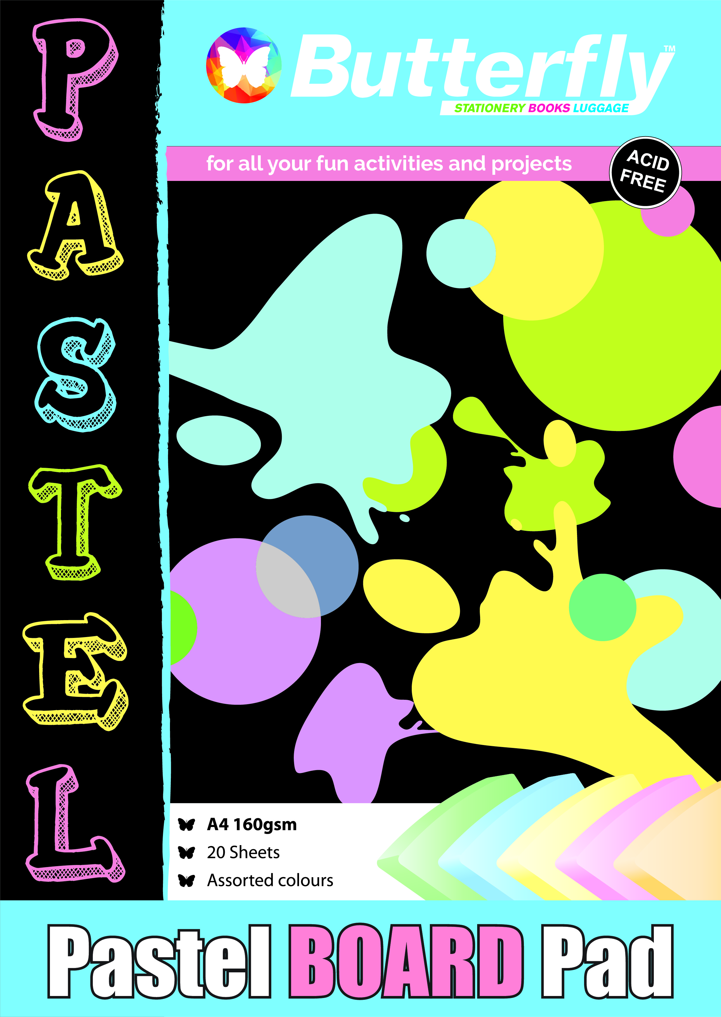 Butterfly Project Board Pad – Pastel A4 20 Sheets