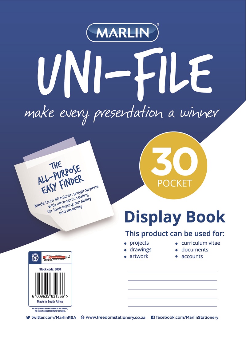 Marlin Uni-File A4 Soft Cover Display File – 30 Pocket