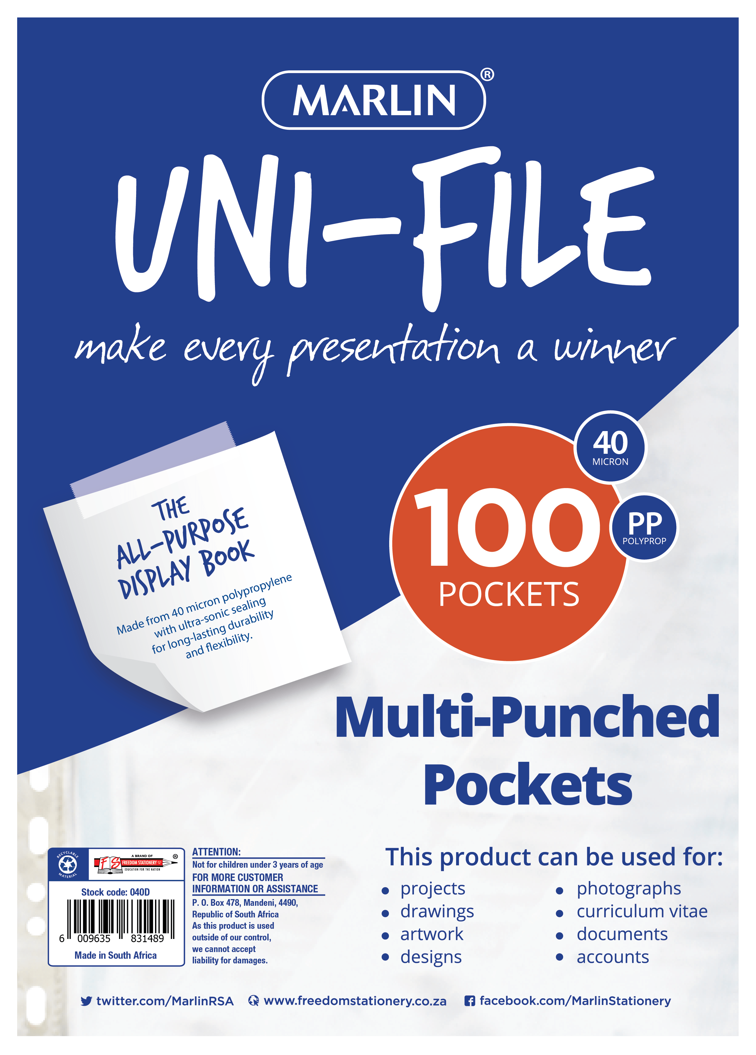 Marlin Multipunch Plastic Pockets – 100’s