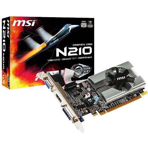 MSI nVidia GeForce GT210 Slim Fan Design Graphics Card