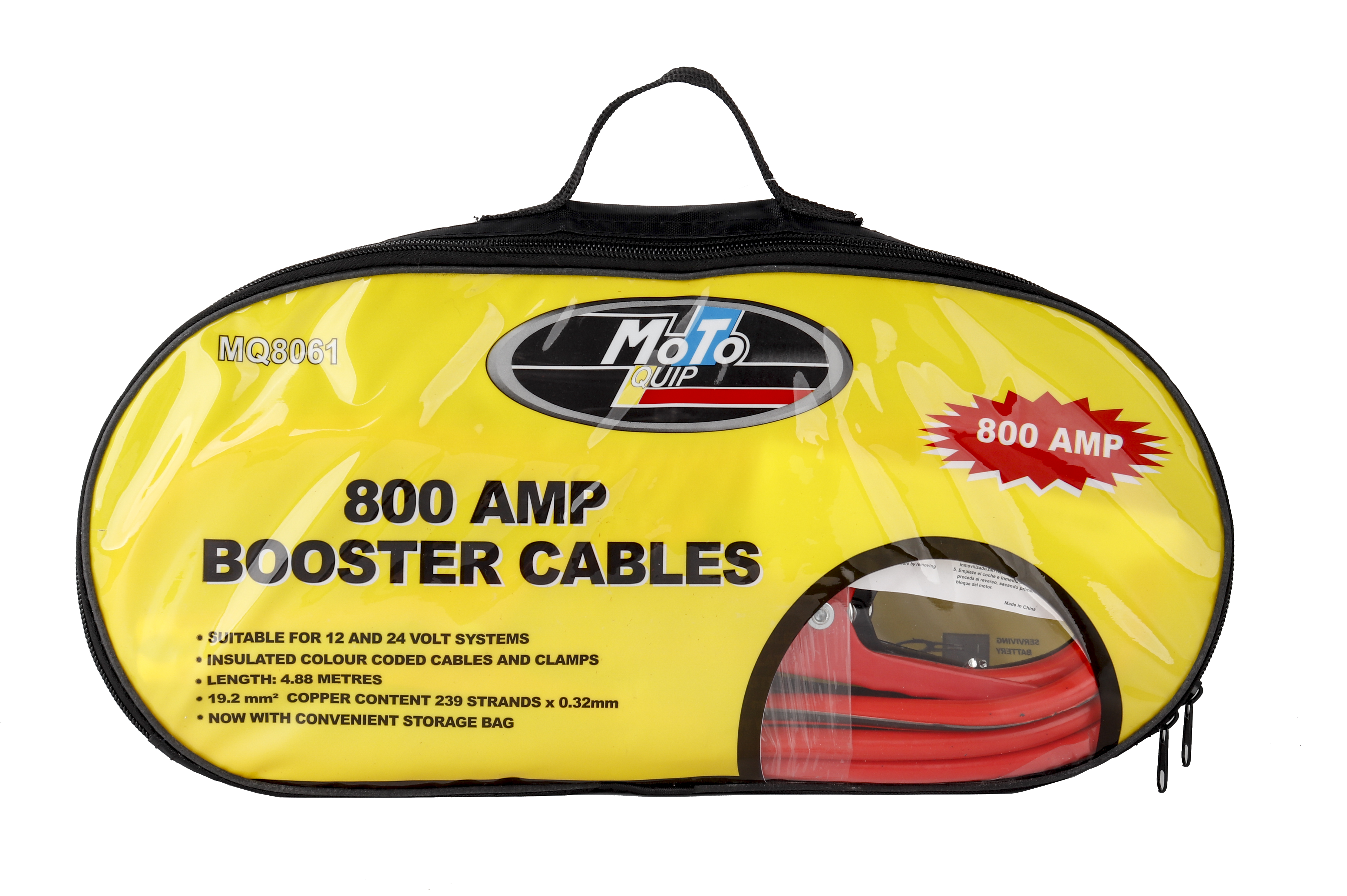 Motoquip – 800 Amp Booster Cable 4,88m /239 strands X 0.32mm- 12V & 24V